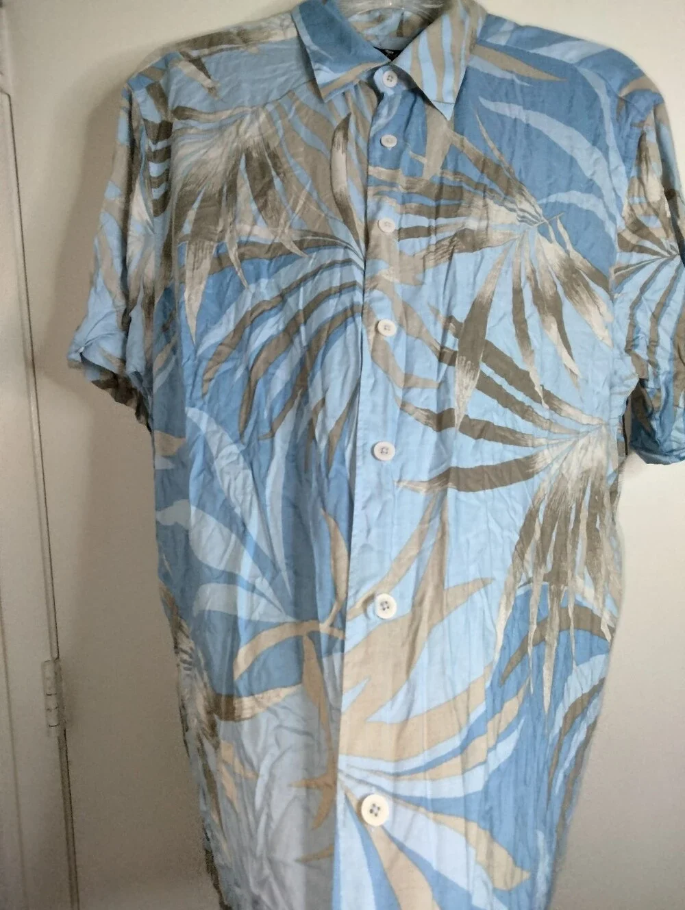 Cubavera (Size XL) Multicolored Tropical Leaf Viscose Blend Button Down SS Shirt - Picture 4 of 11